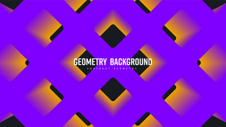 Vector illustration, geometric abstract background shape blend 3d, with gradient rhombuses, diagonal purple grid. Creative digital pattern on a black backdrop, presentation of graphic designのイラスト素材