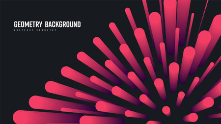 Vector abstract background with round pink gradient sound waves of different sizes, geometric shape blend 3d. Dynamic illustration, creative design for business, promotion, advertising.Graphic patternのイラスト素材