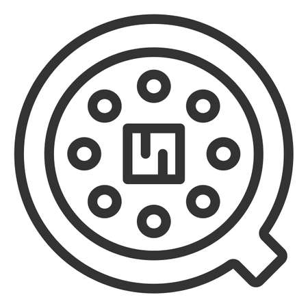 Integrated circuit, bottom view, legs for installation in a circuit board - vector sign, web icon, illustration on a white background, outline styleの写真素材