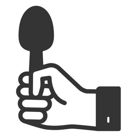 Tablespoon in hand - vector sign, web icon, illustration on white background, glyph styleのイラスト素材