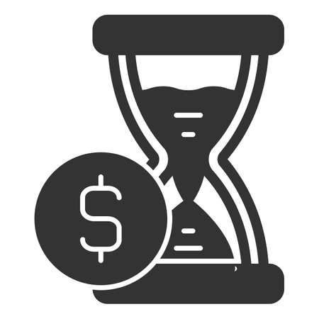 Hourglass and dollar sign, time and money - vector sign, web icon, illustration on white background, glyph styleの写真素材