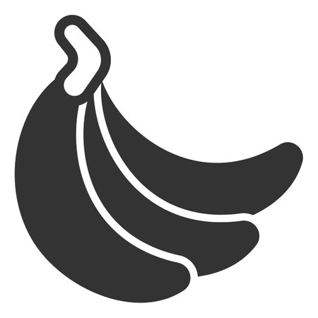 Three bananas, a bunch of bananas, tropical fruits - vector sign, web icon, illustration on a white background, glyph styleのイラスト素材
