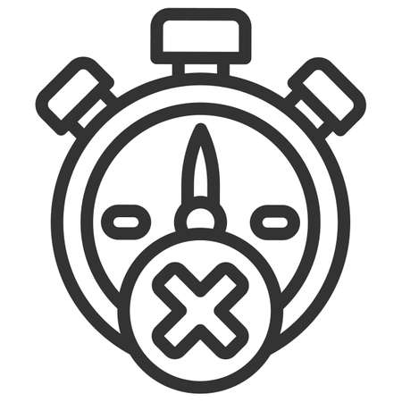 Arrow stopwatch with three buttons and prohibition sign - vector sign, web icon, illustration on white background, outline styleの写真素材