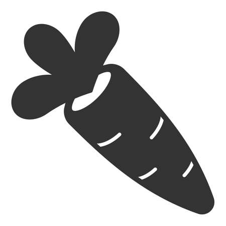 Carrot with three leaves, garden plant - vector sign, web icon, illustration on white background, glyph styleの写真素材