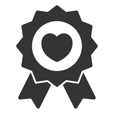 Signet with heart inside, love seal sign - vector sign, web icon, illustration on white background, glyph styleのイラスト素材