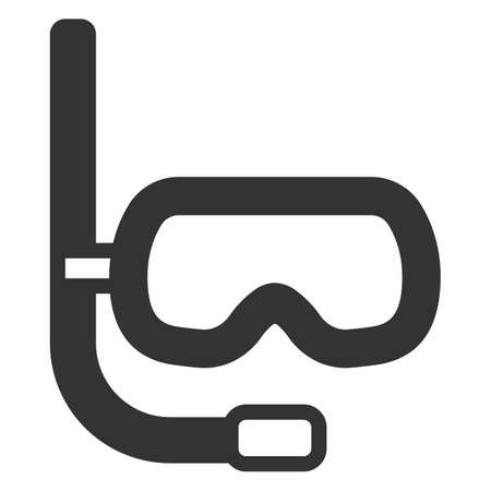Diving mask and breathing snorkel - vector sign, web icon, illustration on white background, glyph styleの写真素材