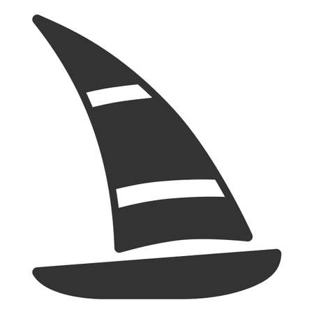 Sailboat, yacht with triangular sail - vector sign, web icon, illustration on white background, glyph styleの写真素材