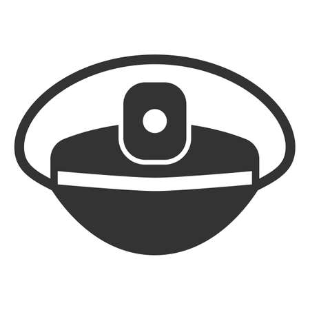 Captain's cap, ship captain's headdress - web icon, illustration on white background, glyph styleの写真素材