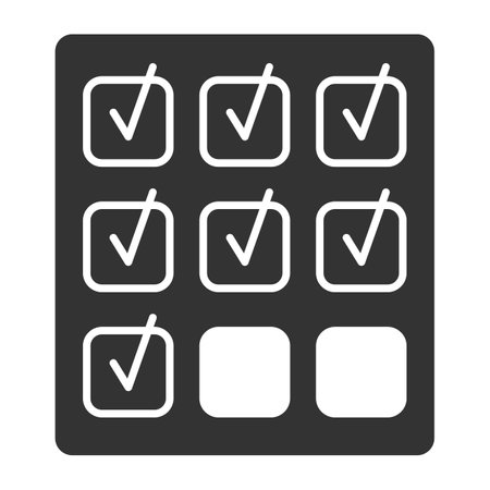 Golfer's shot marks on a sheet of paper in the form of check marks - icon, illustration on a white background, glyph styleのイラスト素材