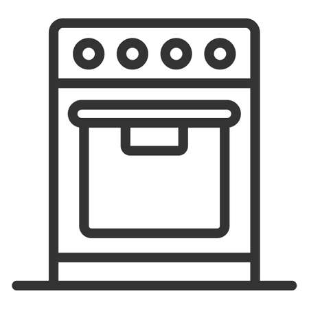 Electric, gas stove with oven - icon, illustration on white background, outline styleの写真素材