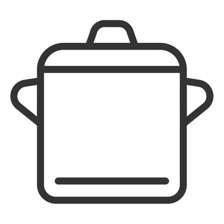 Saucepan with lid for cooking - icon, illustration on white background, outline styleの写真素材