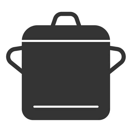 Saucepan with lid for cooking - icon, illustration on white background, glyph styleの写真素材