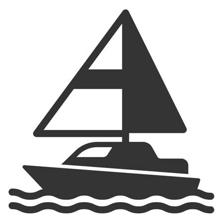 Pleasure yacht with triangular sails - background, white, web, illustration, symbol, sign, icon, glyphの写真素材