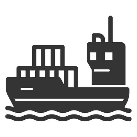 Container ship at sea - background, white, web, illustration, symbol, sign, icon, glyphの写真素材