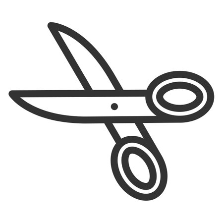 Scissors for cutting paper and fabric - icon, illustration on white background, outline styleの写真素材