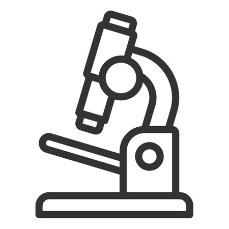 Optical microscope for laboratory research - icon, illustration on white background, outline styleの写真素材