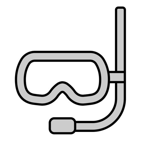 Diving mask and breathing snorkel - icon, illustration on white background, gray styleの写真素材