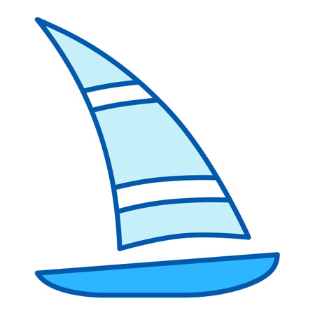 Sailboat, yacht with triangular sail - icon, illustration on white background, similar styleの写真素材