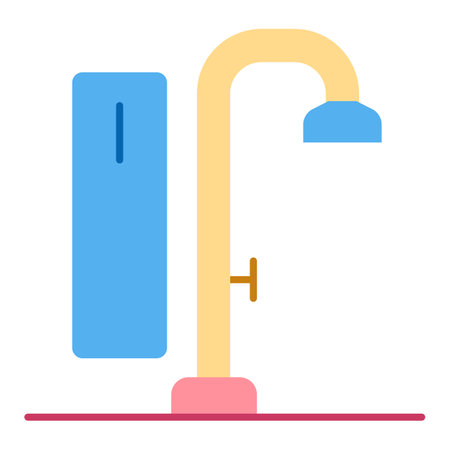 Shower cabin, shower with faucet - icon, illustration on white background, flat color styleの写真素材
