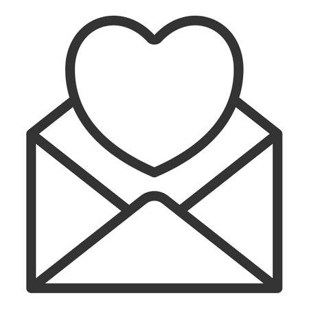 Open mail envelope and heart - icon, illustration on white background, outline styleのイラスト素材