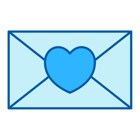 Sealed envelope and heart - icon, illustration on white background, color styleのイラスト素材