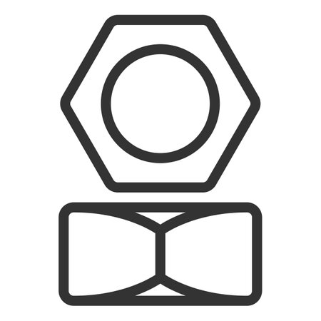 Construction nut in front and profile - icon, illustration on white background, outline styleの写真素材
