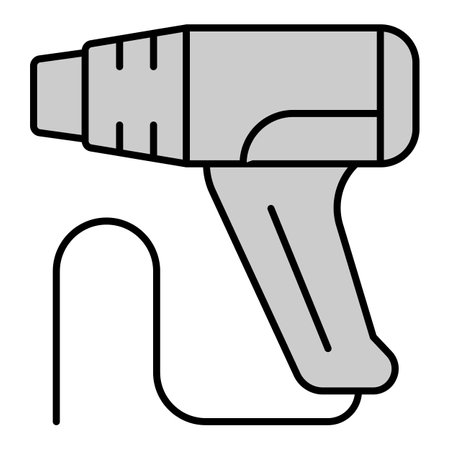 Electric thermal hair dryer - icon, illustration on white background, gray styleの写真素材