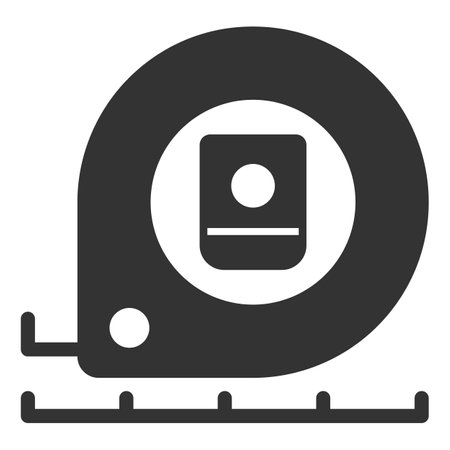 Measuring metal tape - icon, illustration on white background, glyph styleのイラスト素材