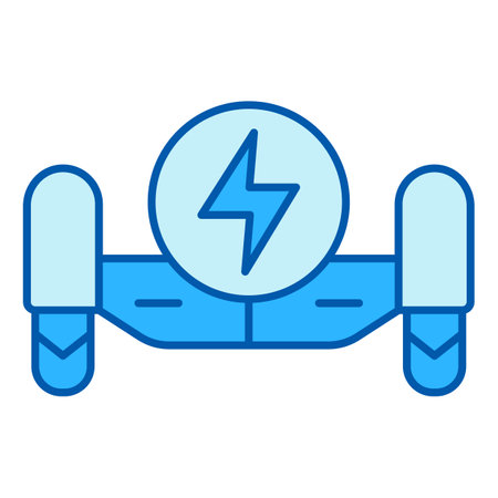 Gyroscooter front view and energy sign - icon, illustration on white background, color styleのイラスト素材