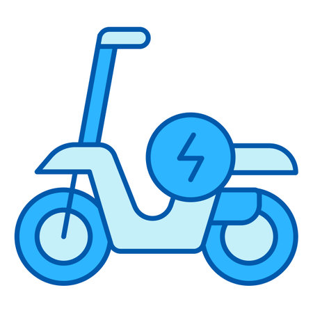 Electric moped and energy sign - icon, illustration on white background, color styleのイラスト素材