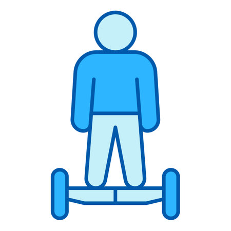 Man rides a hoverboard, front view - icon, illustration on white background, color styleのイラスト素材