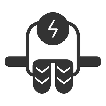 Two-wheeled unicycle and energy sign - icon, illustration on white background, glyph styleのイラスト素材