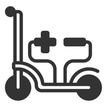 Electric scooter and wires with plus and minus - icon, illustration on white background, glyph styleのイラスト素材
