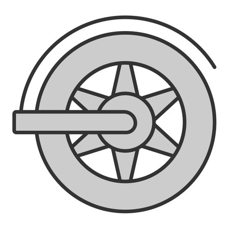 Rear wheel of electric scooter - icon, illustration on white background, gray styleのイラスト素材