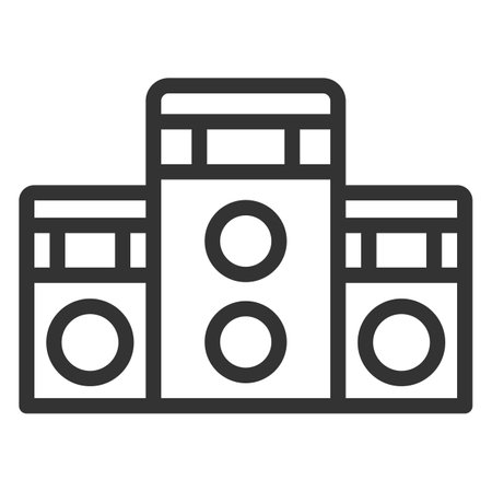 Music center, player with speakers - icon, illustration on white background, outline styleのイラスト素材