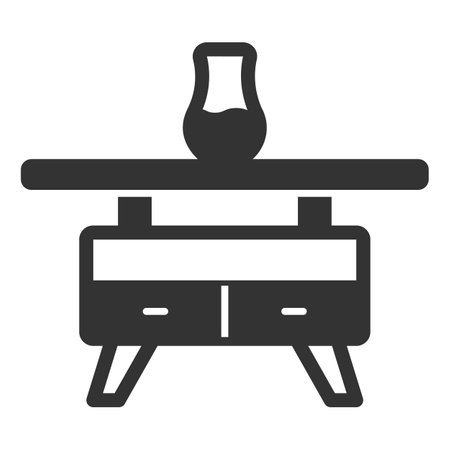 Coffee table with vase - icon, illustration on white background, glyph styleのイラスト素材