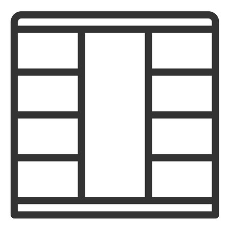 Three-door wardrobe - icon, illustration on white background, outline styleのイラスト素材