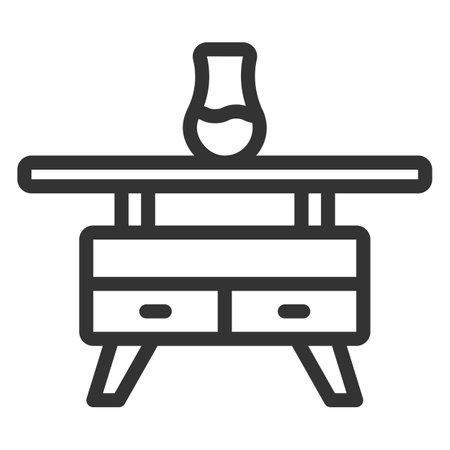 Coffee table with vase - icon, illustration on white background, outline styleの写真素材
