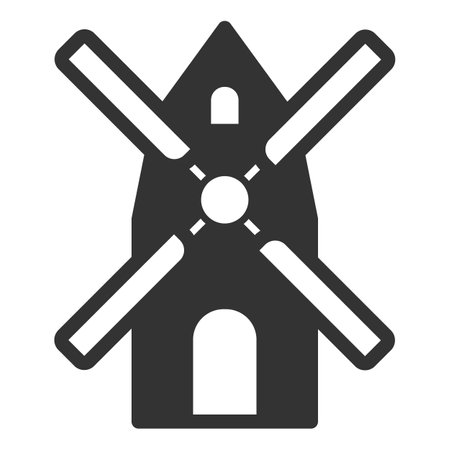 Windmill - icon, illustration on white background, glyph styleの写真素材