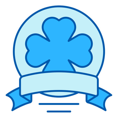 Ribbon encircles a clover leaf in a bowl - icon, illustration on white background, similar styleの写真素材