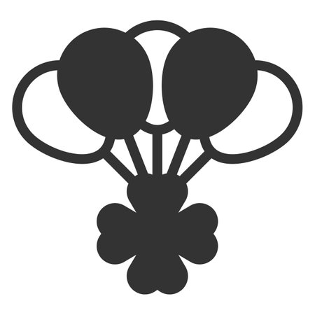 Clover leaf rises on balloons - icon, illustration on white background, glyph styleの写真素材