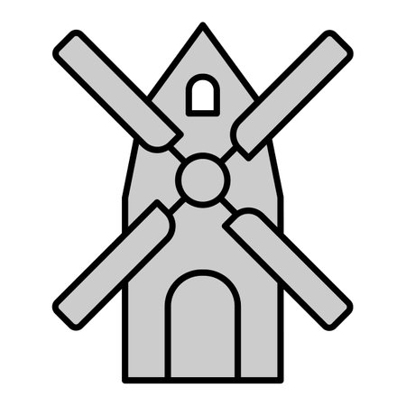 Windmill - icon, illustration on white background, gray styleの写真素材