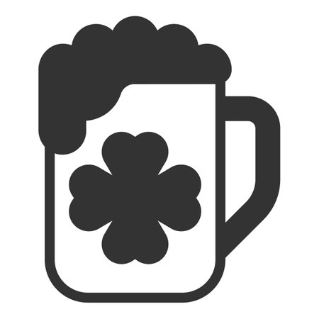 Mug of beer and clover leaf - icon, illustration on white background, glyph styleの写真素材