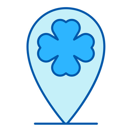 Location sign and clover leaf - icon, illustration on white background, similar styleの写真素材