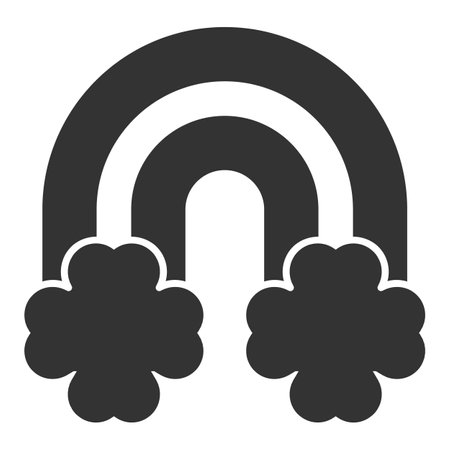Rainbow between clover leaves - icon, illustration on white background, glyph styleの写真素材
