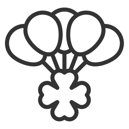 Clover leaf rises on balloons - icon, illustration on white background, outline styleの写真素材