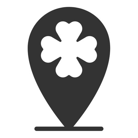 Location sign and clover leaf - icon, illustration on white background, glyph styleのイラスト素材