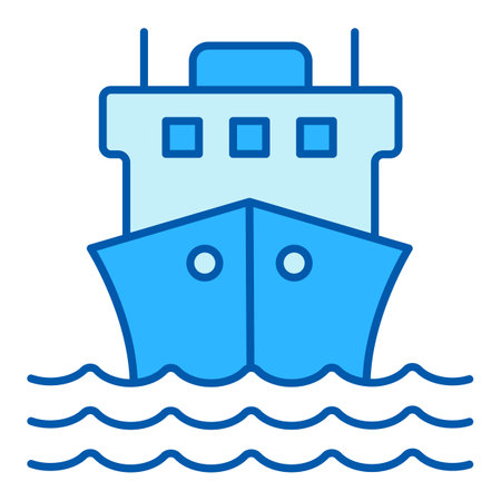 Delivery of goods and mail by sea - a ship on the waves - icon, illustration on white background, similar styleのイラスト素材