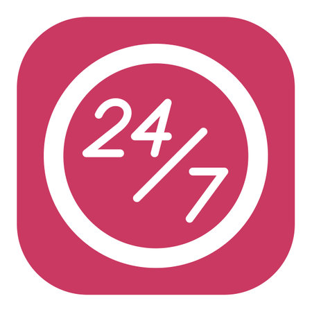 Delivery sign 24 hours 7 days a week - icon, illustration on white background, color glyph style