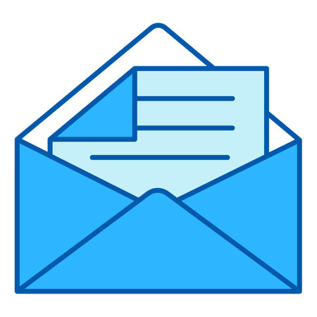 Opened envelope and letter with folded corner - icon, illustration on white background, similar styleの写真素材